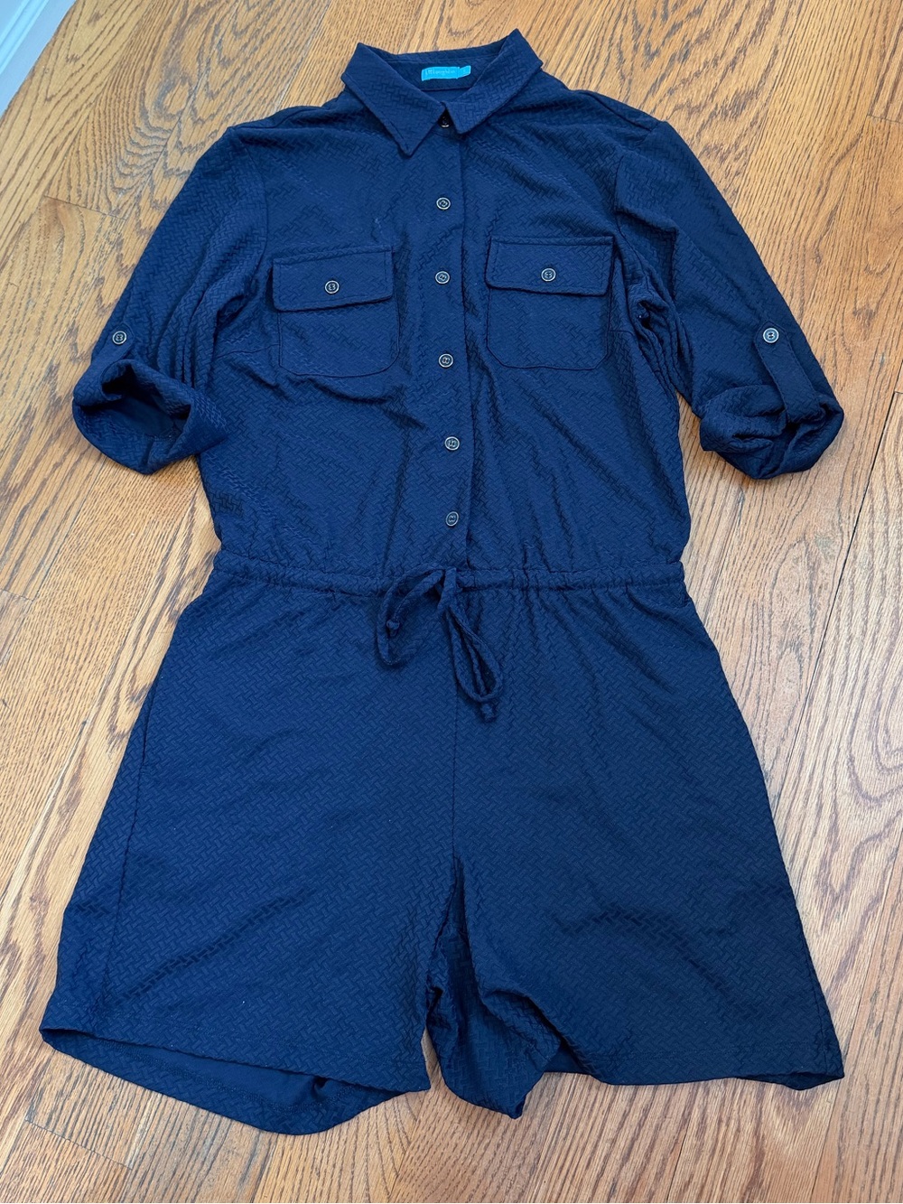 J. McLaughlin Navy Textured Short Romper